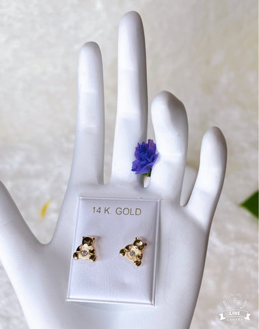 Small GOLD 14k Bear Earrings