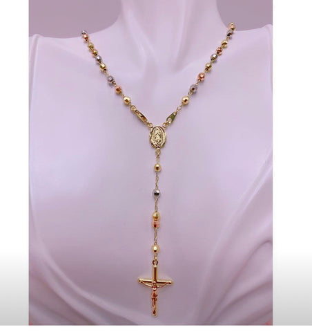 14k Gold Rosary with Three Golds